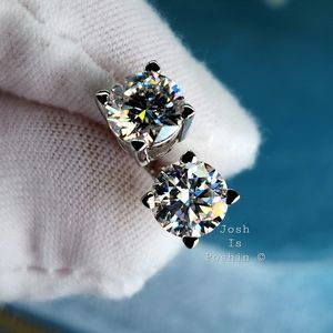 6.5MM Moissanite heart prong solitaire stud earrings in sterling silver